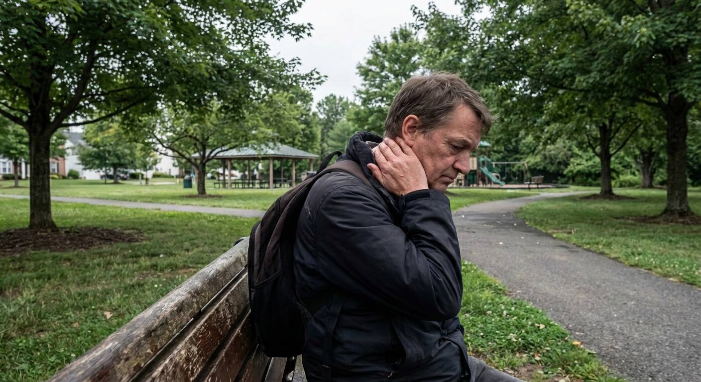 person experiencing physical tension and stress in daily life